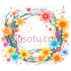 花环,卡通,黄色,蓝色,粉色PNG