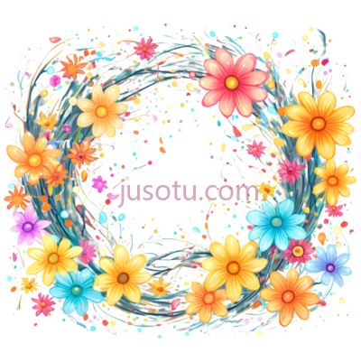 花环,卡通,黄色,蓝色,粉色, PNG