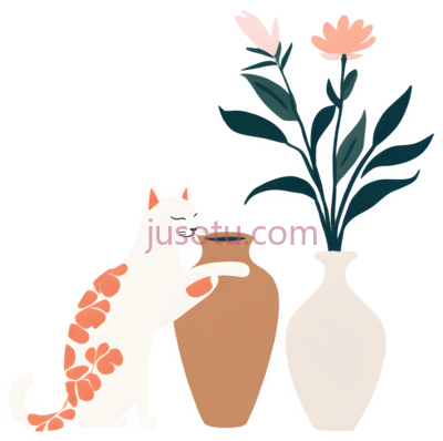 猫,花瓶,卡通,白色,橙色,棕色,米色, PNG