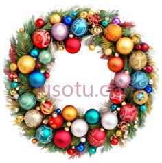 圣诞花环,节日装饰,红色,蓝色,黄色,绿色PNG