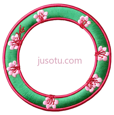 花环,刺绣,绿色,粉色, PNG