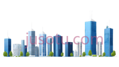 城市天际线,现代建筑,蓝色,白色PNG
