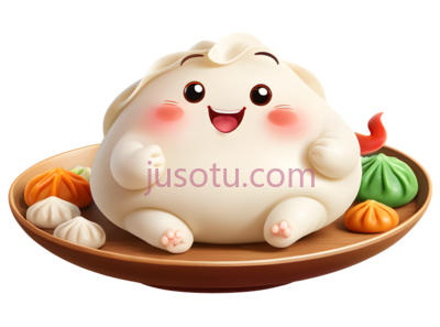 卡通饺子,可爱,白色, PNG