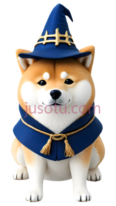 卡通柴犬,巫师,黄色,白色PNG