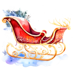 雪橇,卡通,红色,金色PNG