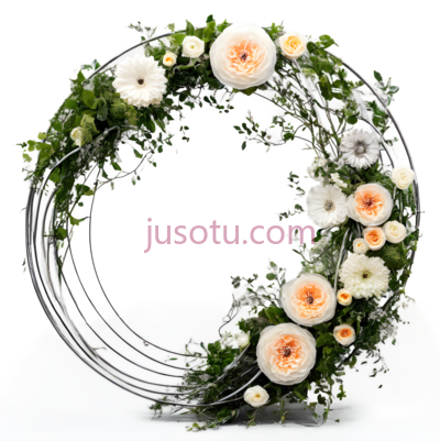 花环,现代,白色,粉色,绿色, PNG