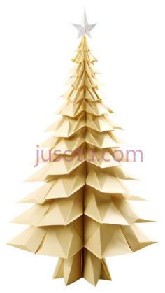 圣诞树,折纸,米黄色PNG