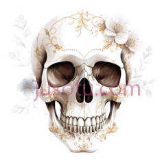 骷髅,装饰性,白色,金色PNG