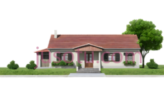 房屋,红色屋顶, 白色墙壁PNG