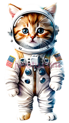 可爱小猫,穿宇航服PNG