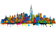 城市天际线,抽象,多彩PNG