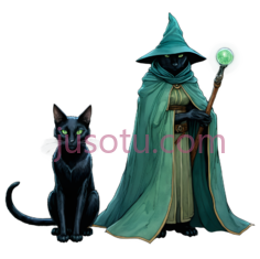巫师,黑猫,奇幻,绿色, 黑色PNG