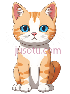 小猫,卡通,橘白相间PNG