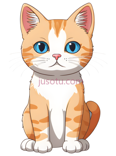 小猫,卡通,橘白相间, PNG