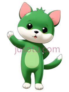 卡通猫,可爱,绿色PNG