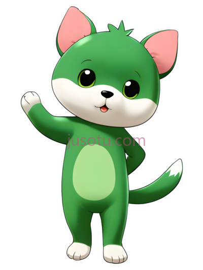 卡通猫,可爱,绿色, PNG