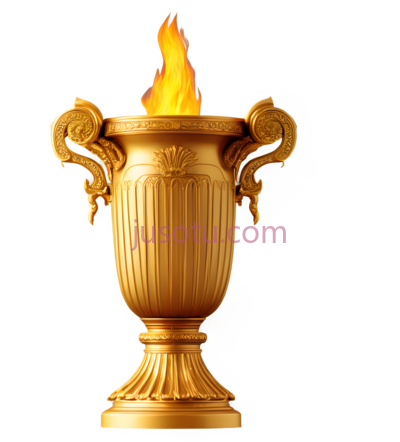 金色花瓶,火焰, PNG