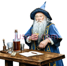 魔法师,巫师装束,蓝色长袍配金色装饰PNG