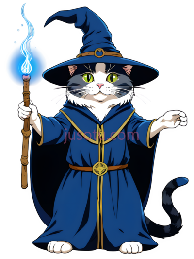 猫,巫师装束,蓝色, PNG