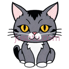 猫,卡通,灰色,白色,黄色PNG