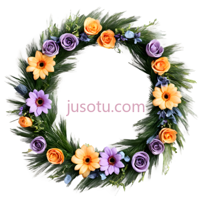 花环,圆形,紫色,黄色, PNG