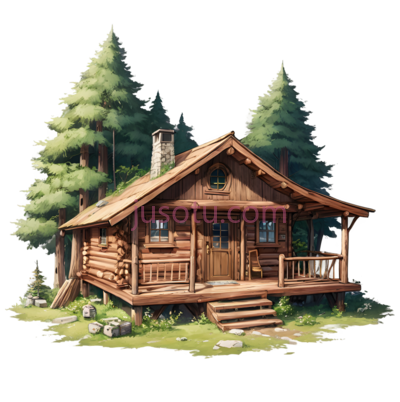 小木屋,卡通,棕色屋顶,墙壁, PNG