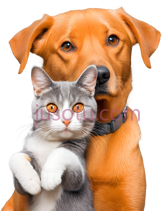 橙色狗,灰色猫, PNG
