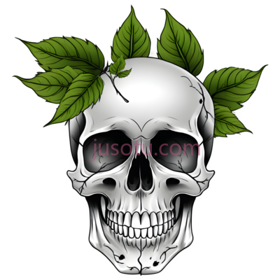 骷髅,插画,白色,绿色, PNG