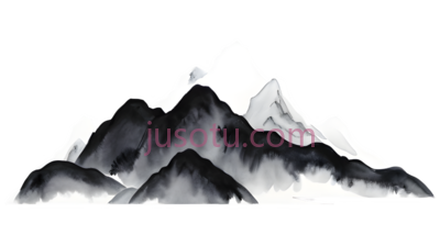 山脉,水墨画,黑白, PNG