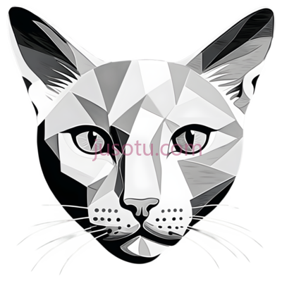 猫,几何图形,白色,灰色, PNG