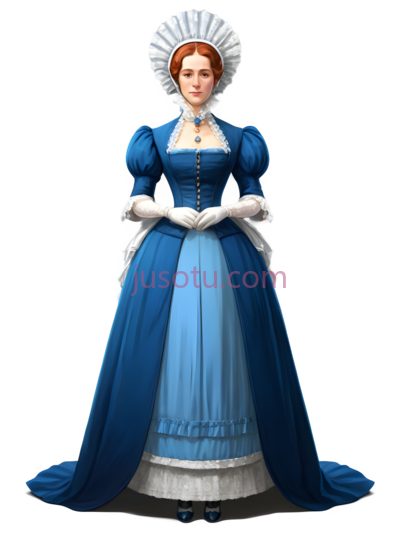 女性,复古服饰,蓝色, PNG