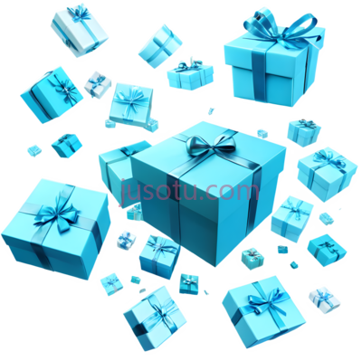 礼物盒,3D,蓝色, PNG