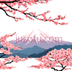 樱花树,插画,粉色, PNG