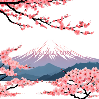 樱花树,插画,粉色, PNG