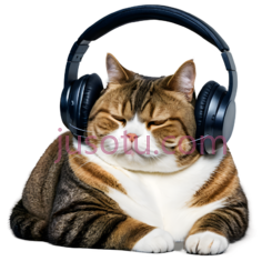 猫,戴耳机,棕色,黑色,白色PNG