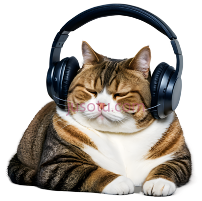 猫,戴耳机,棕色,黑色,白色, PNG