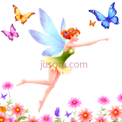 仙女,花园,花卉,蝴蝶, PNG