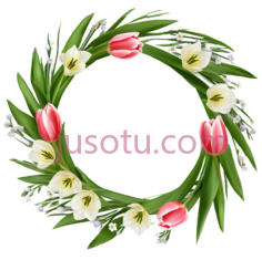 春季花环,鲜花,郁金香PNG