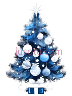圣诞树,装饰性,蓝色,白色PNG