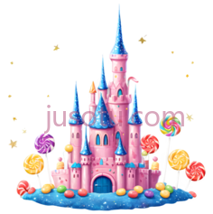 城堡,卡通,粉色,蓝色PNG