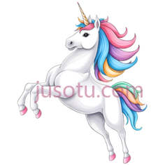 独角兽,卡通,白色,粉色,蓝色,黄色PNG