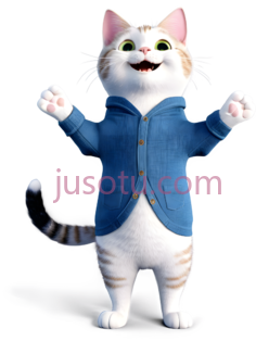 卡通猫,白色带橙色条纹PNG