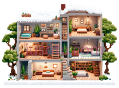 玩具屋,可爱,精致,白色为主PNG