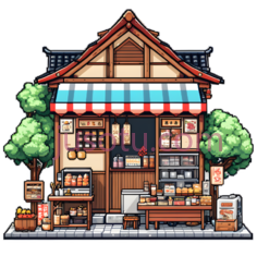 小商店,卡通,棕色,红色,白色PNG