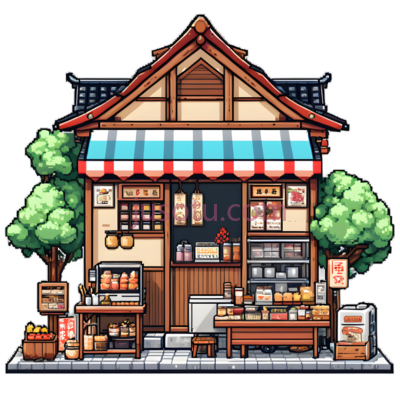 小商店,卡通,棕色,红色,白色, PNG