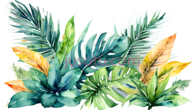 植物,水彩画,绿色,蓝色,黄色, PNG