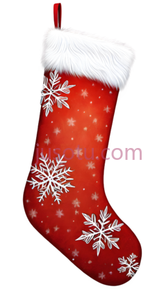 圣诞袜,带有雪花图案,红色,白色PNG