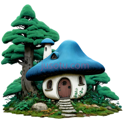小屋,卡通,蓝色屋顶,白色墙壁, PNG