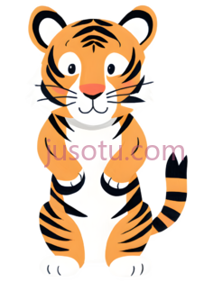 老虎,卡通,橙色,黑色,白色PNG
