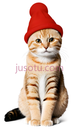 猫,戴红色帽子,橙色PNG